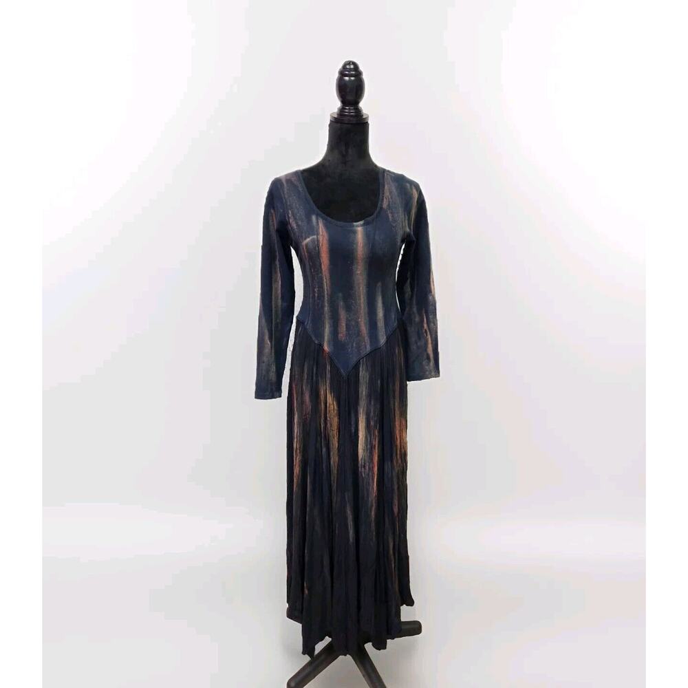 Georgia Women's GOTHIC Basque Waistline Maxi Dress Deep Scoop Back Large